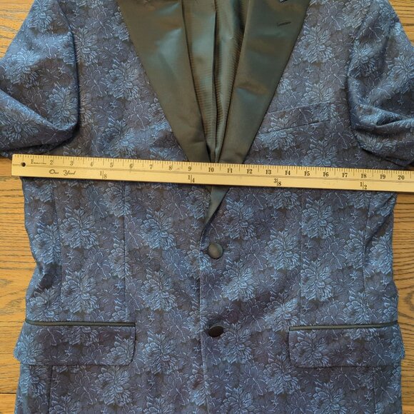 Egara Men's Dinner Jacket blue black 40 R Slim Fit Floral Peak Lapel - Picture 14 of 16